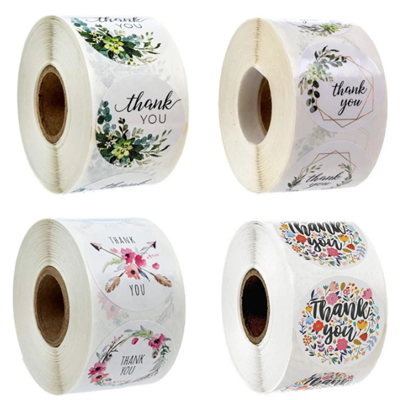 

Круглые Цветочные наклейки, скрапбукинг, 500 шт./рулон, наклейки на заказ, украшения, свадебные наклейки