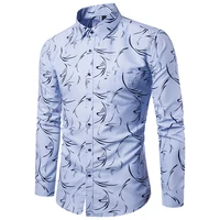 fashion mens cotton shirt casual print flower long sleeve shirts clothes top for men m 5xl