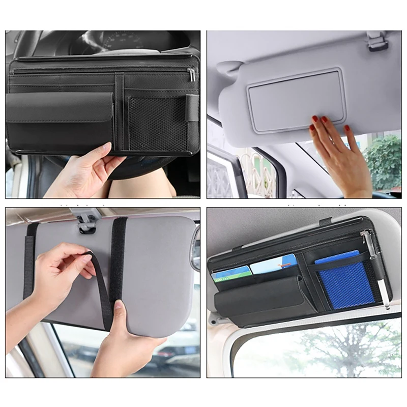

Car Sun Visor Organizer Car Interior Accessories DVD Organizer Storage Holder with Multi-Pocket Net Zipper
