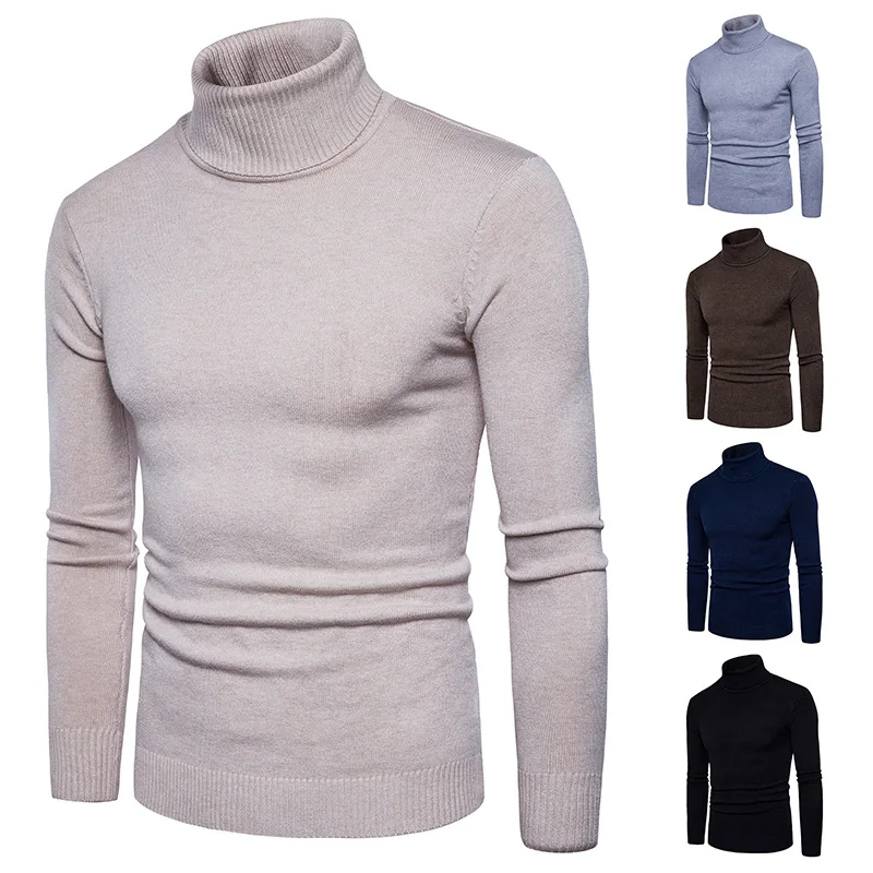 

New winter pure color sets fashion pure color cultivate morality turtleneck sweater men cultivate morality base sweater