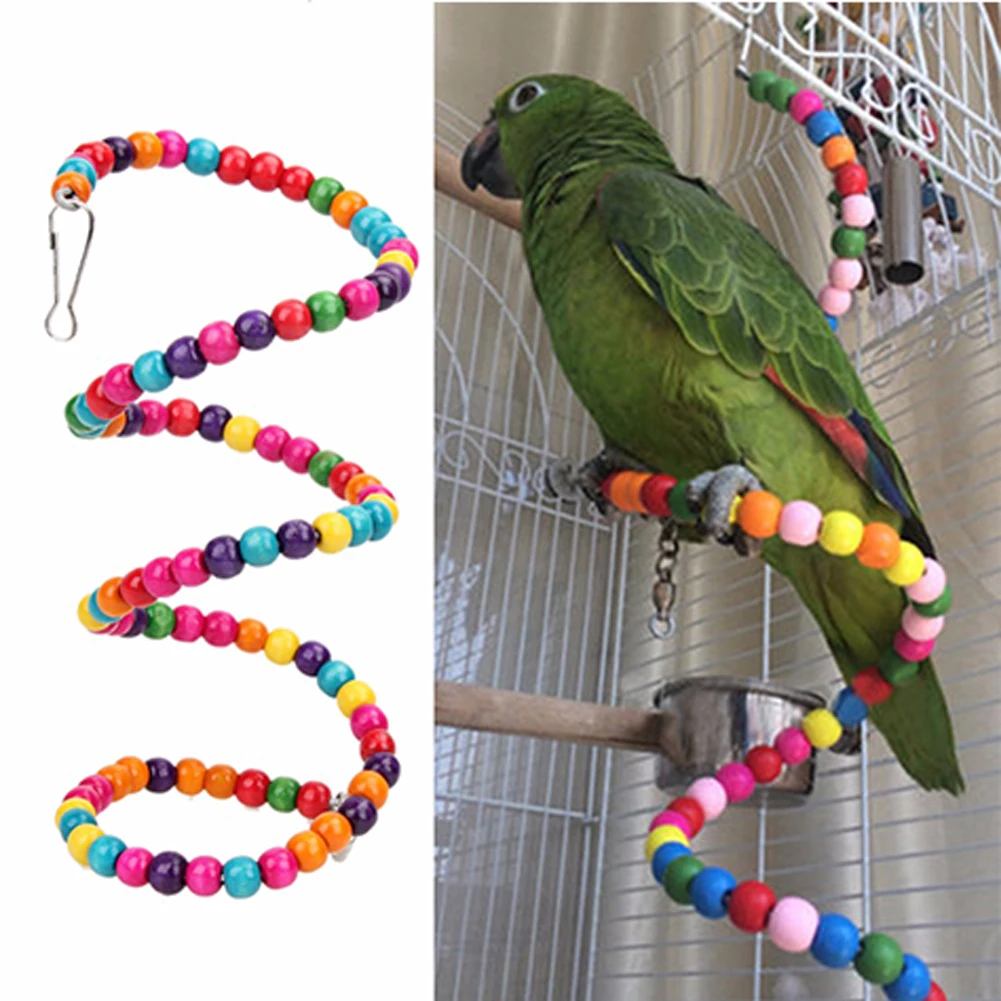 7Pcs/set Bird Training Pet Chew Bite Swing Hanging Ball Wooden Cage Interior Hammock Standing Colorful Parrot Toy Bell | Дом и сад