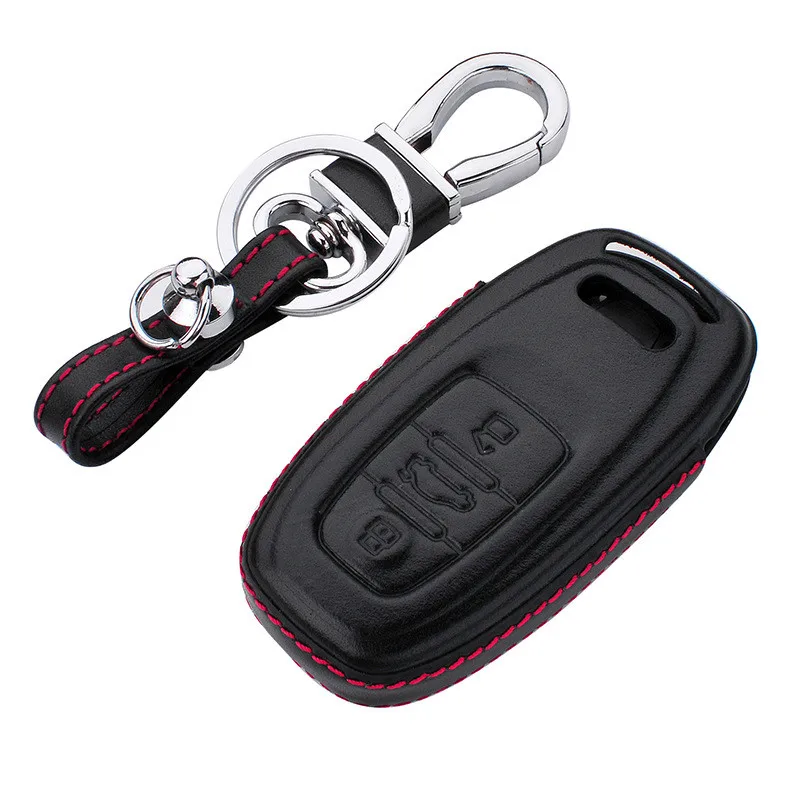Genuine Leather Car Key Case Cover For Audi B6 B7 B8 A4 A5 A6 A7 A8 Q5 Q7 R8 TT S5 S6 S7 S8 Shell Bag for | Автомобили и