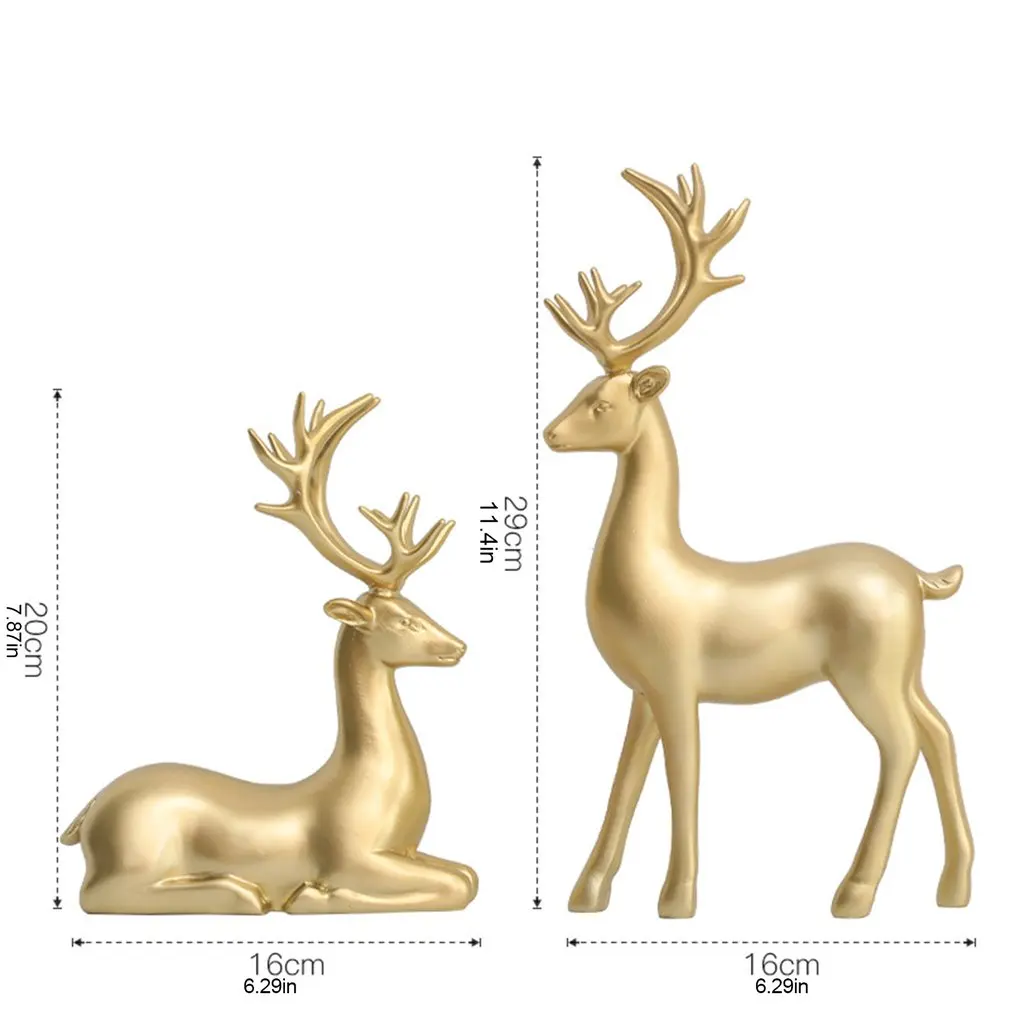 

2pcs/set Marbling Deer Resin Home Restaurant Decoration With Crystal Ball Living Room Wine Cabinet Decoration