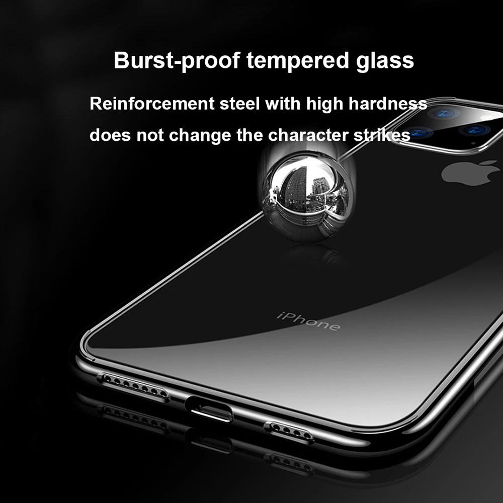 Ультратонкий чехол OTAO из закаленного стекла для iPhone 11 Pro Max прозрачная стеклянная