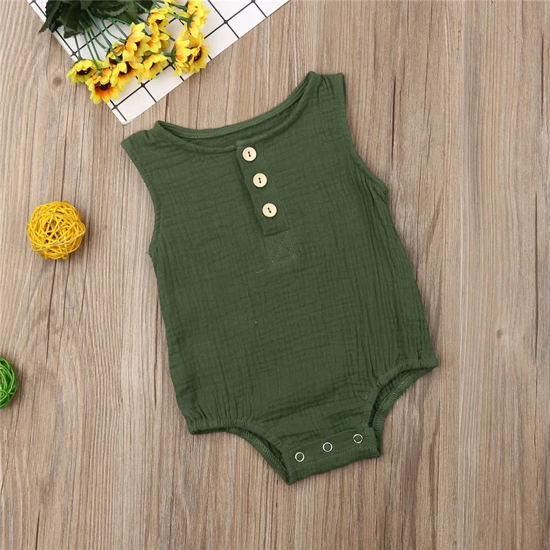 

Newborn Solid Color Romper Toddler Baby Backcross Jumpsuit Girl Kid Sleeveless Cotton Romper Jumpsuit Outfit Summer Clothes