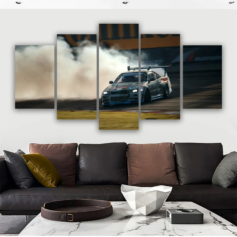 

Nissan Skyline GTR Supercar 5 Pieces Decoration Bedroom Wallpaper HD Prints Canvas Painting Wall Home Living Room Decoration