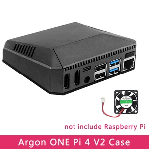 Чехол Argon One V2 для Raspberry Pi 4 Model B, алюминиевый металлический корпус с выключателем питания, охлаждающим вентилятором, радиаторами для Raspberry Pi 4