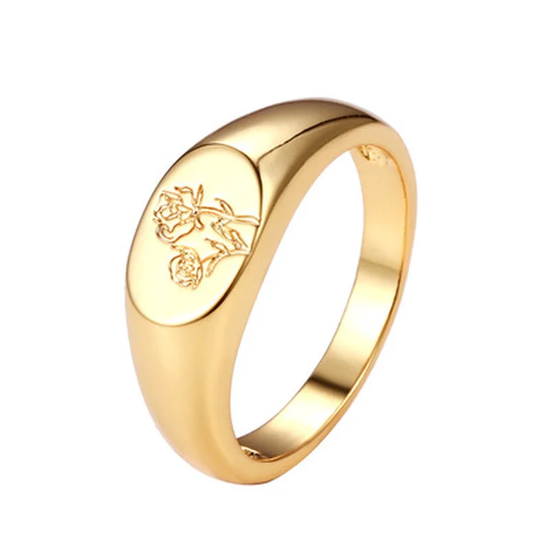 

Fashion Retro Sun Flower Signet Rings For Women Handmade Chunky Gold Color Statement Accessories Jewelry