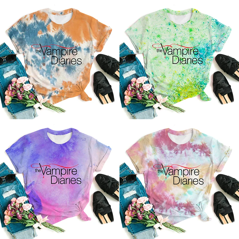 

Summer Women The Vampire Diaries 3D T Shirts Girls Colorful Pattern T-shirts Ladies Tshirt Female Short Sleeves Tops Unisex Tees