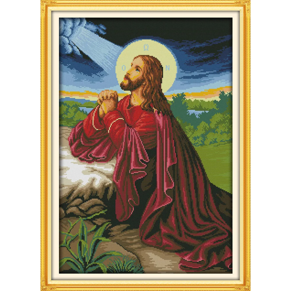 

Everlasting Love Jesus Chinese Cross Stitch Kits Ecological Cotton Clear Stamped Printed 14 11CT DIY Wedding Decoration For Home