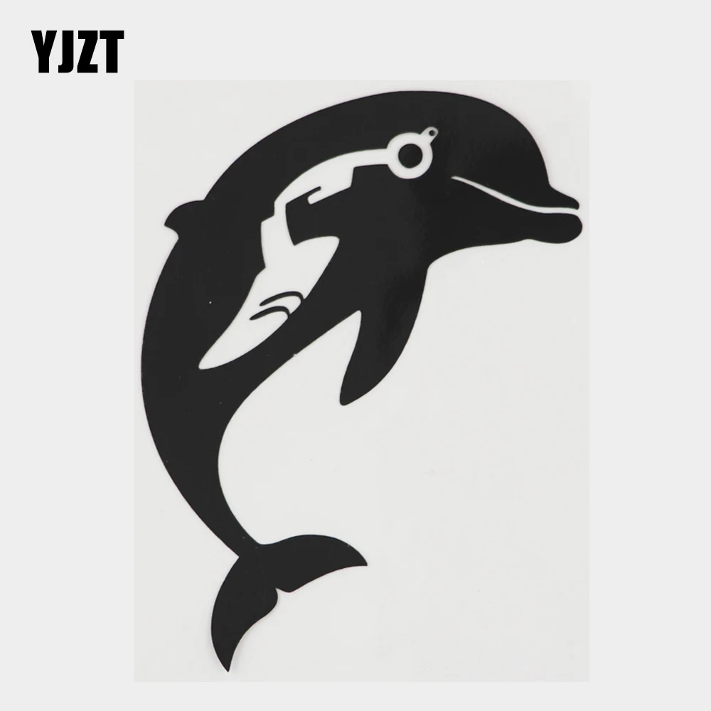 

YJZT 11.8CM×15.3CM Personality Marine Animal Vinyl Dolphin Decal Bumper Black/Silver 18A-0577