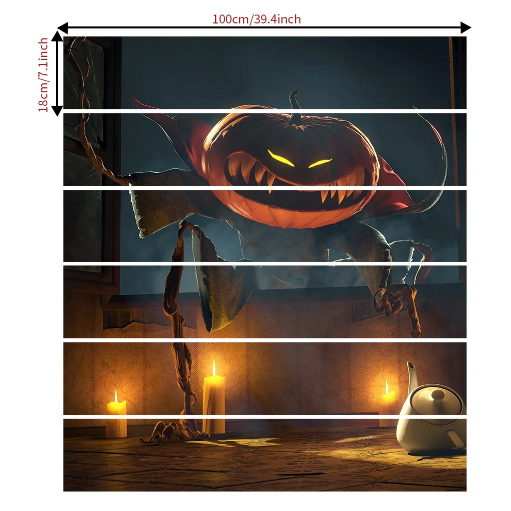 Хэллоуин 3d стикеры для лестницы страшный Тыква Человек Стикеры удаляемый