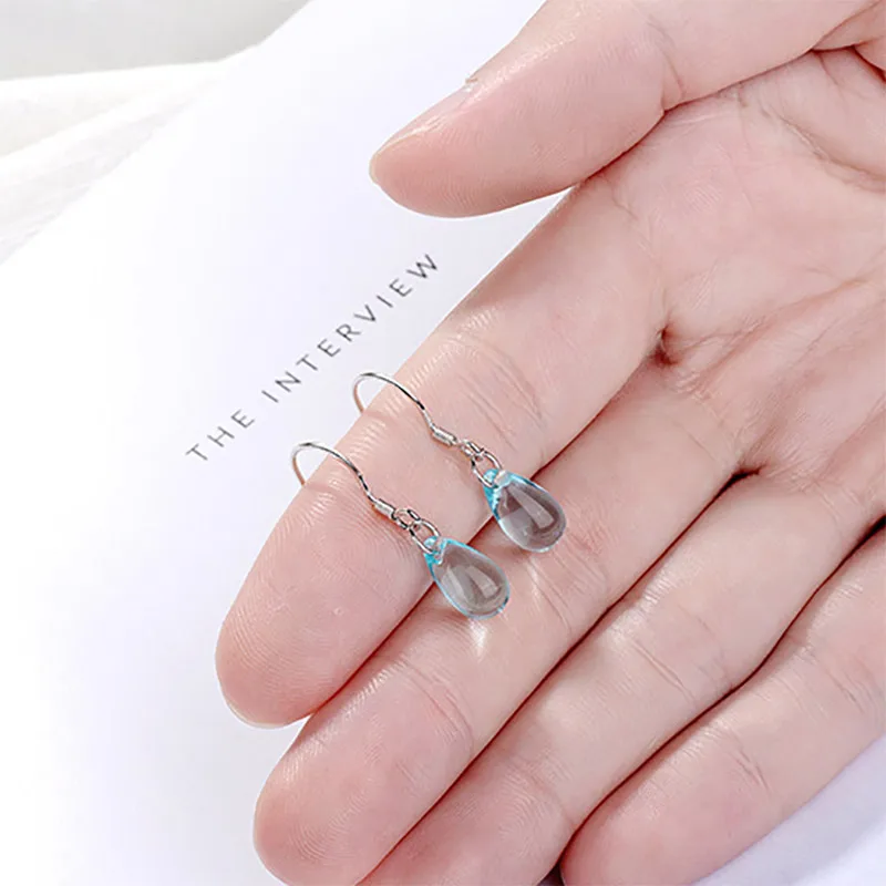 Bague Ringen, серебро 925 пробы, длинные серьги для женщин, серьги в форме капли воды с голубым кристаллом, серебряные ювелирные изделия, подарок для девушек