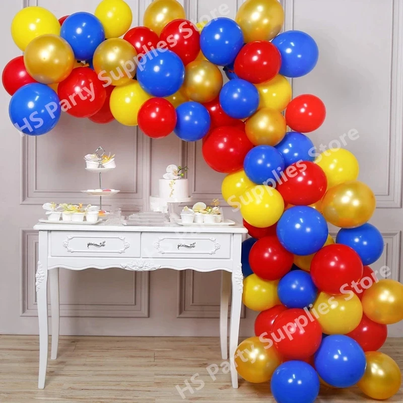 

122PCS/set red blue yellow gold 10inch balloon arch kit latex balloon garland baby shower birthday decoration wedding party