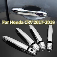 4pcs chrome door handle covers trim sticker for honda cr v crv 2017 2018 2019 with two smart entry buttons car accessories