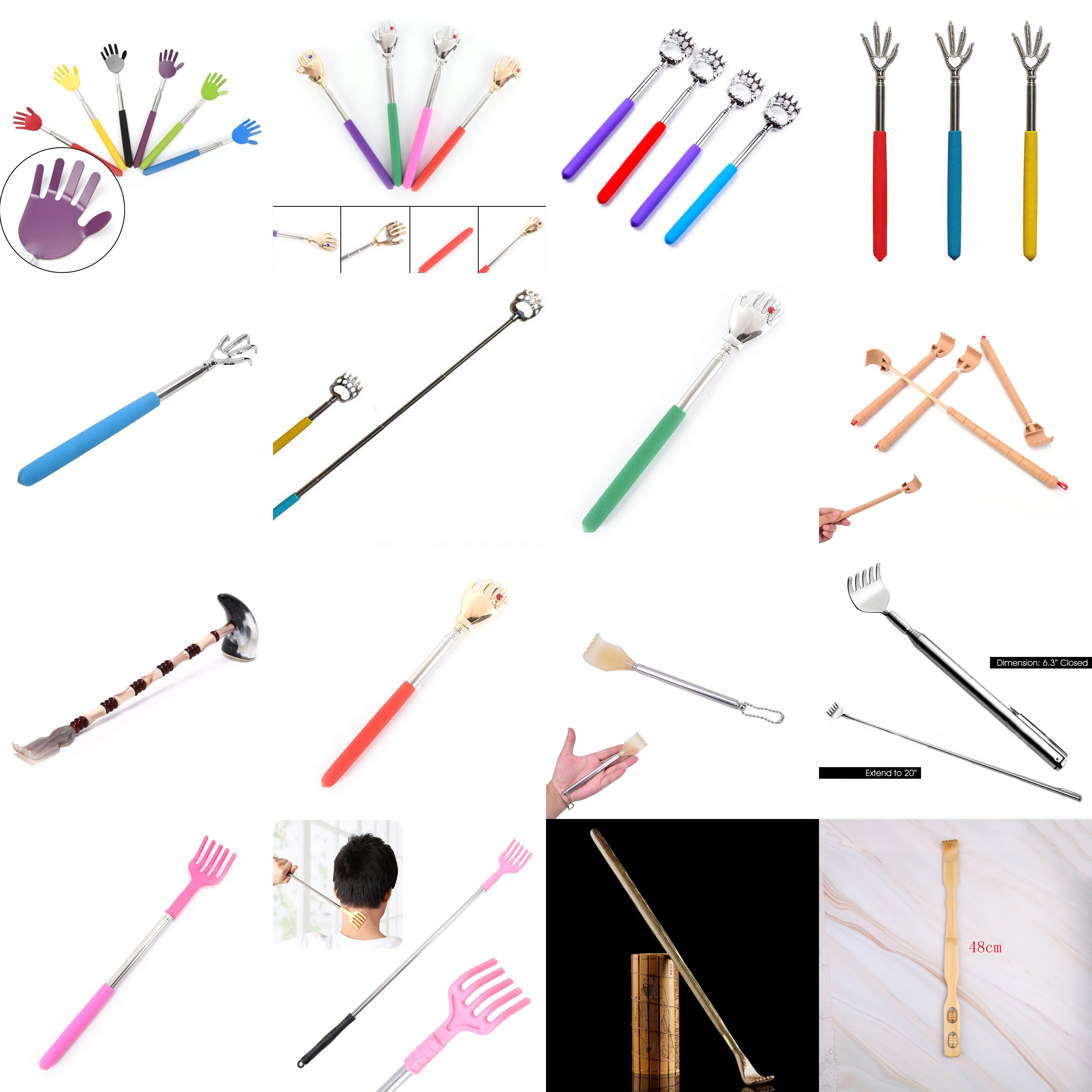 

Stainless Steel Bear Claw Back Scratcher Telescopic Extendable Pen Clip Scratcher Handy Kit Pocket Massage Drop Shipping