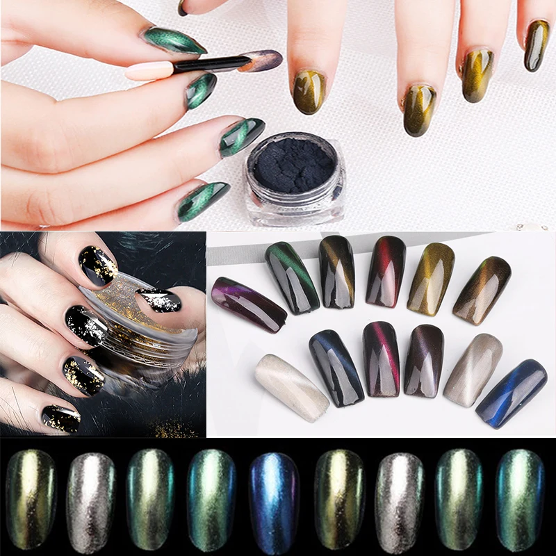 

Bling Shimmer Nail Powder Mirror Pigment Holographic Glitter Shining Metallic UV Gel Polishing Manicure Nail Art Decorations