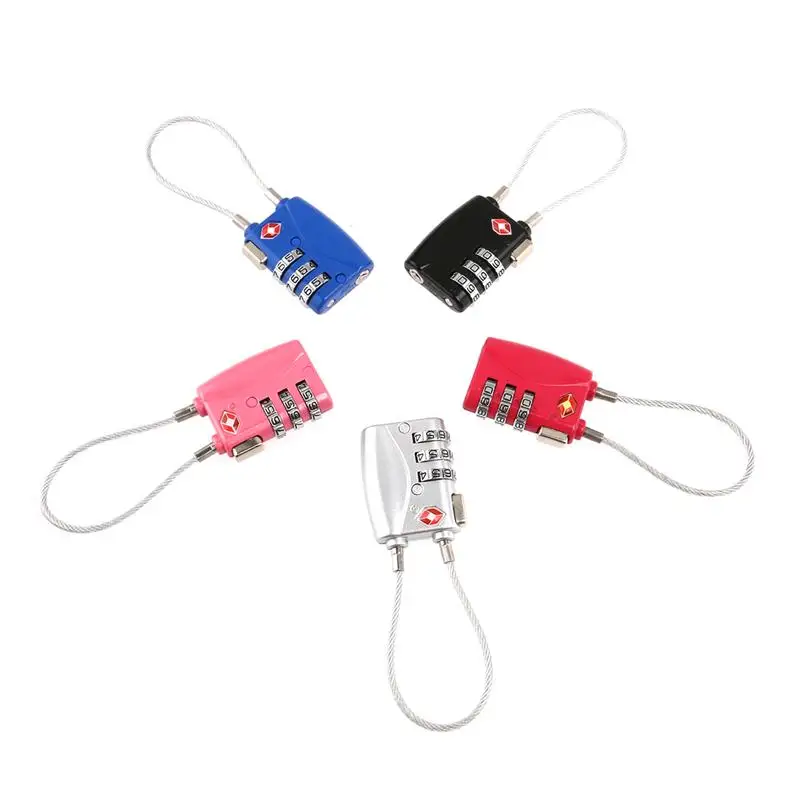 Портативный замок для багажа с кабелем безопасности TSA 3-значный кодовым замком