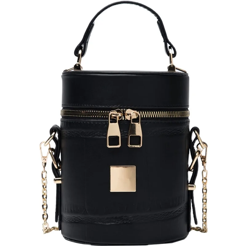 

Solid Color Wallet Small PU Leather Bucket Bags for Women 2021 Winter Branded Designer Lady Drawstring Shoulder bag