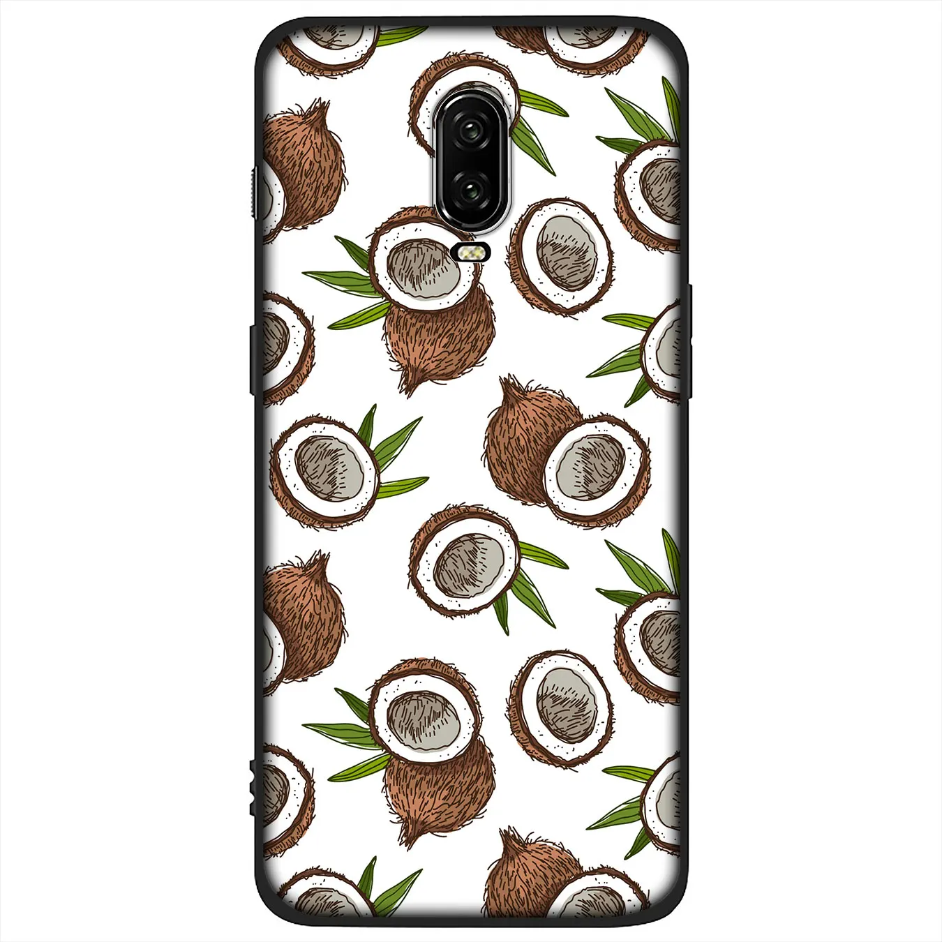 IYICAO Fruit Coconut In Blue Sky Beach Soft Silicone TPU Black Phone Case for OnePlus 7T 7 Pro 6T 6 5T 5 One Plus 7Pro Cover |