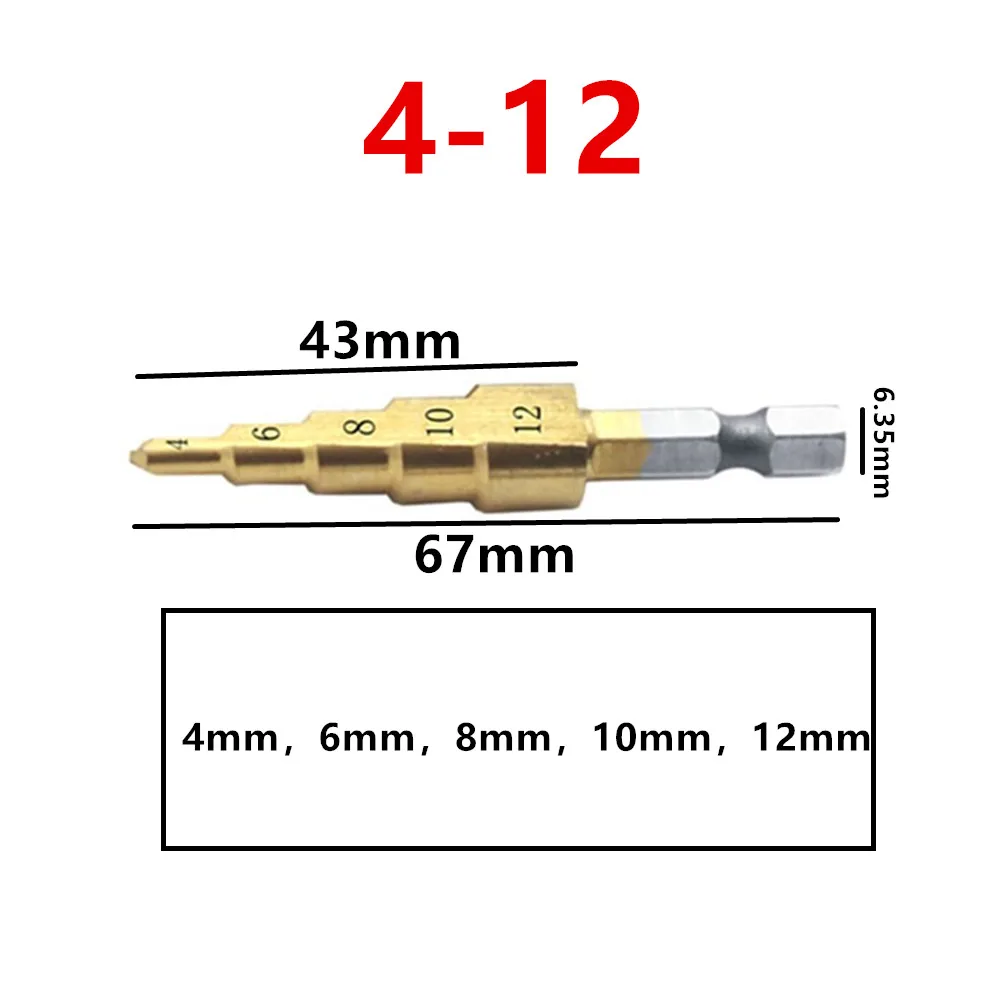 

4-32MM HSS Titanium Coated Step Drill Bit Drilling Power Tools Metal High Speed Steel Wood Hole Cutter Step Cone Drill