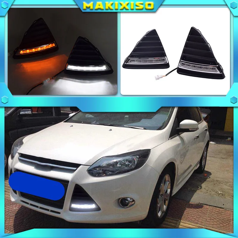 

2Pcs/set Waterproof LED Daytime Running Light DRL For Ford Focus 2012 2013 2014 With Turning Signal Lights