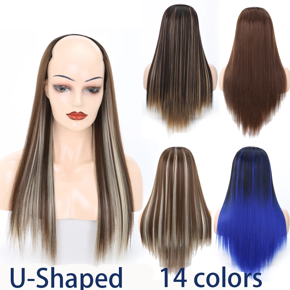 Длинные прямые волосы U-образный полупарик для женщин 26 дюймов натуральные