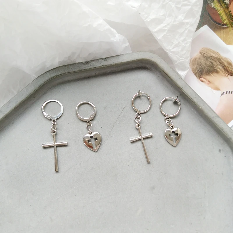2019 новый круглый серебряного цвета кресты простые Подвесные серьги корейская