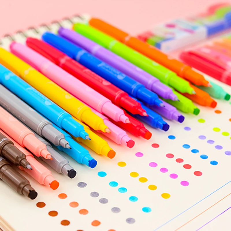 Япония TOMBOW Dot ручка с двойной головкой, волнистая цветная ручка, милая настольная книга, дневник, креативный хайлайтер, 3/12 цветов, набор, игра в цветной горошек