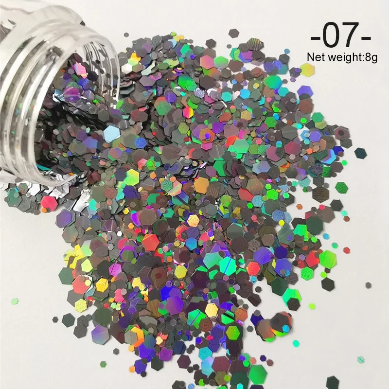 Голографическая пудра для ногтей 1 коробка блестящие Серебристые нестандартные