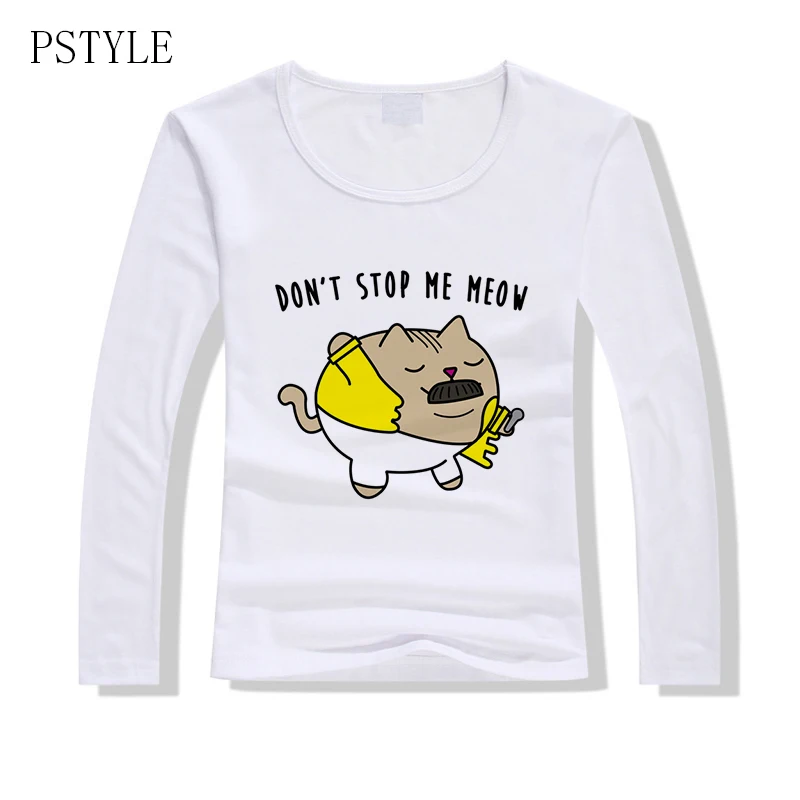 Kawaii Мультфильм женская футболка Фредди Меркьюри играть пианино кошка забавная