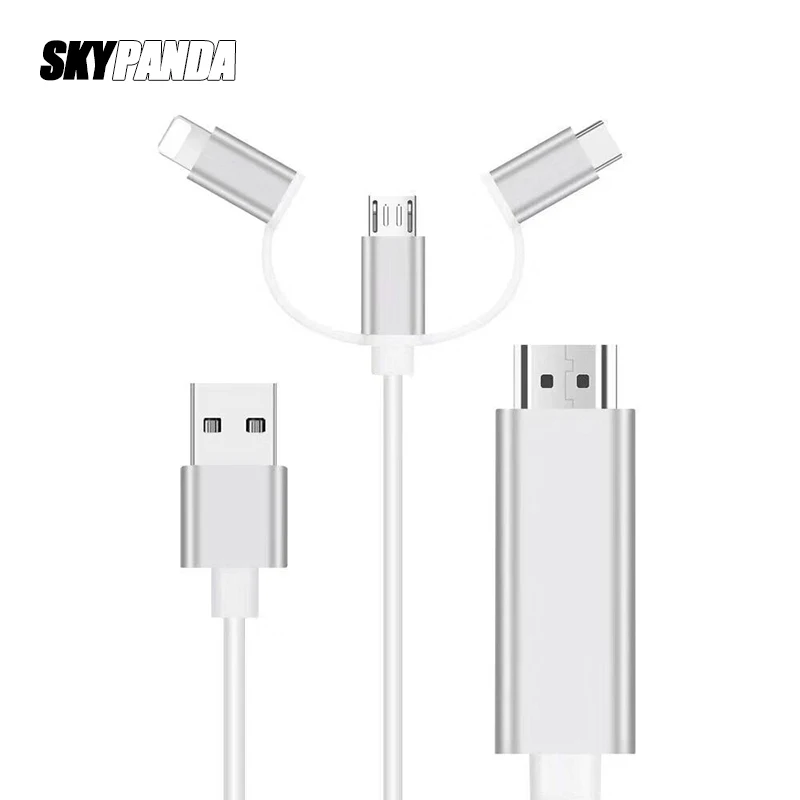 3 In 1 Sync To HDMI Monitor TV Projector Large Screen USB 3.0 Charging 1080p HD 1.8m Conversion Cable For iOS Android Device | Компьютеры