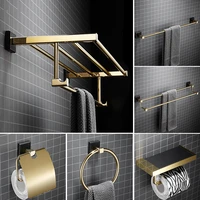 black gold bathroom accessorie set soild brass towel rackring papertoilet brush tissue holder hook bath hardware new arrival