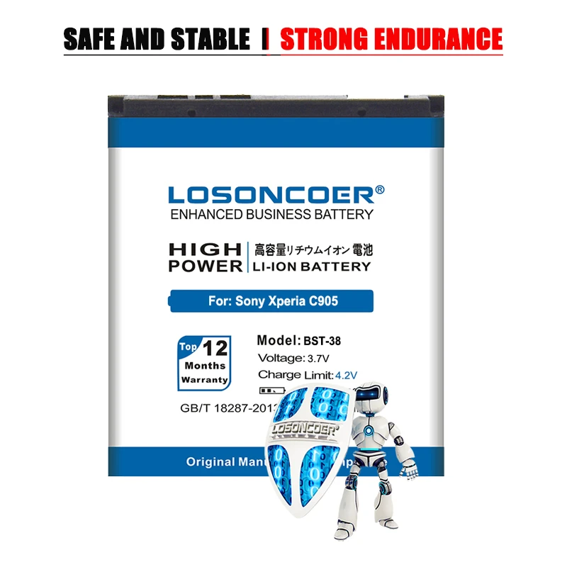 100% Оригинальный LOSONCOER 3300 мАч BST 38 для Sony Ericsson W580 Battert W760 T650 X10 W980 W995 C902 C905 C905c S500c|bst