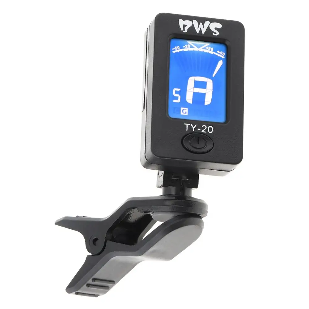 Портативный Клип-тюнер для гитары двойной цвет подсветка с батареей монет Для