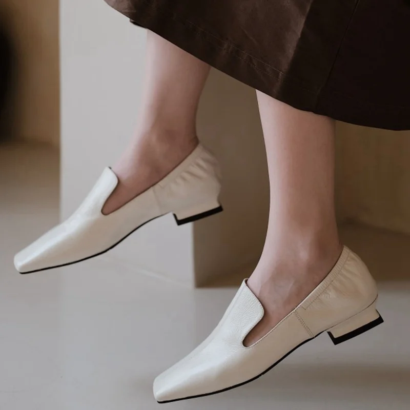 

Rizabina New Design Women Flat Shoes Square Toe Real Leather Women Shoes Daily Party Women Shoes Footwear Size 34-39