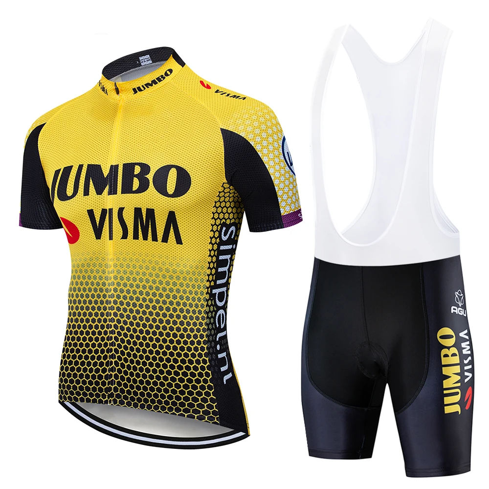 

New 2022 Jumbo visma Men's yellow Cycling Jersey set summer MTB Bike Short Sleeves Jersey Tops outdoor Sportswear Quick drying