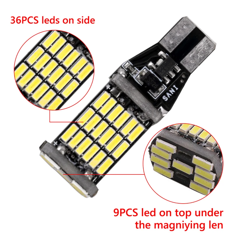 VODOOL T15 W16W Автомобильный светодиодный светильник супер яркий 4014 45SMD Canbus