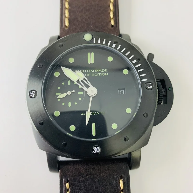 Parnis47mm Sea gull автоматические механические часы мужские GMT чехол из нержавеющей