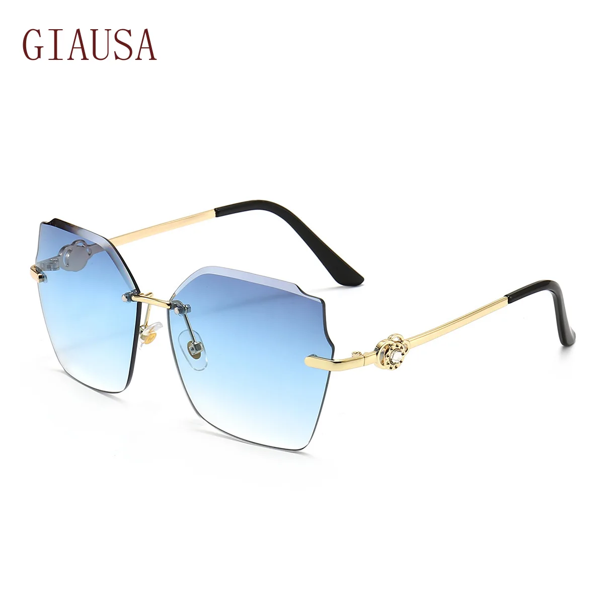 

GIAUSAFashionable rimless cut edge Sunglasses with diamond decoration women's Sunglasses irregular Sunglasses oculos