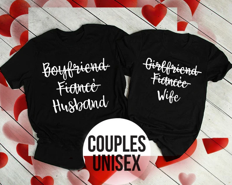 

1pc valentines day Couples shirts His and Hers shirts Fiance boyfriend and Fiancee girl friend shirts Engagement gift valentines