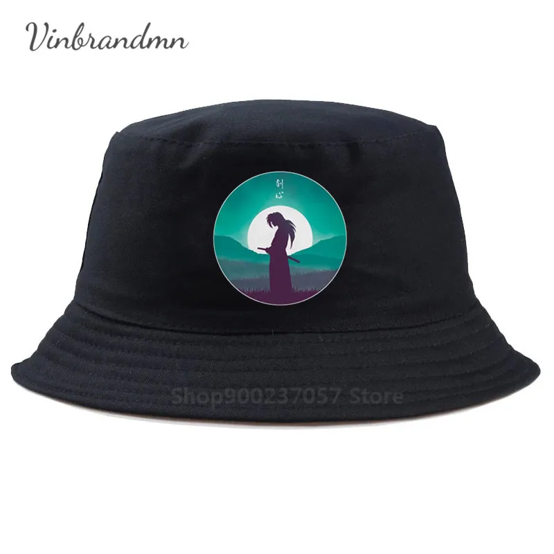 Японское аниме Rurouni Samurai для фанатов Kenshin рыбацкая шляпа с принтом японский воин