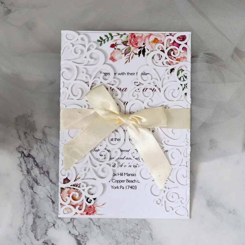 Свадебный золотой красный белый лазерный разрез роскошные свадебные