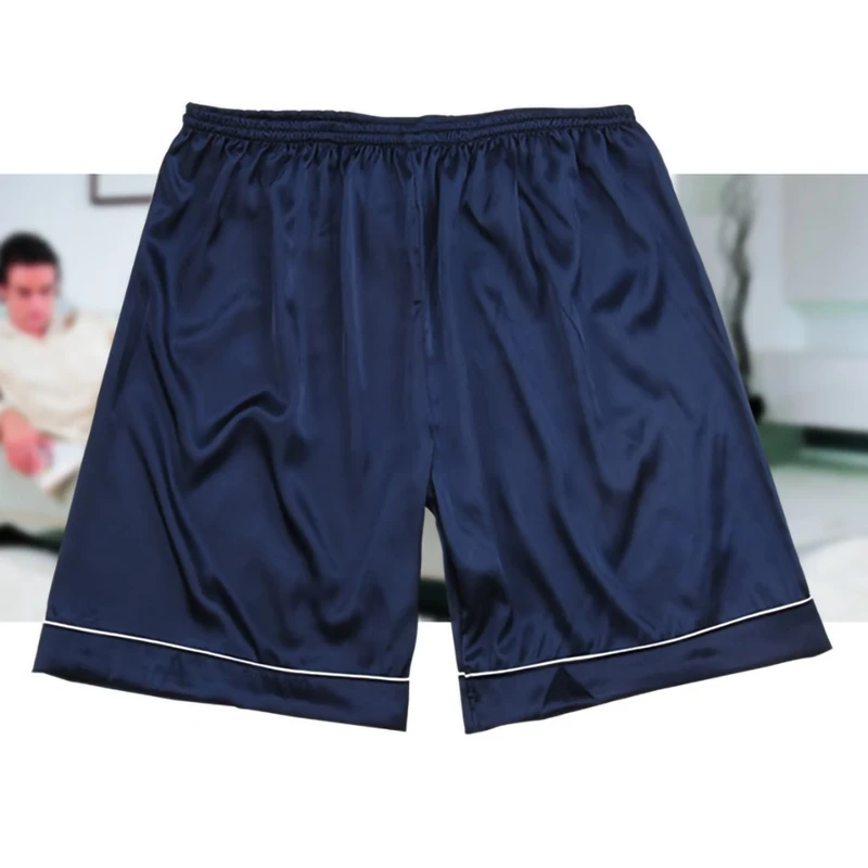 

Classic Short Pure Color Silk Men's Casual Pajamas Loose Homewear 2021