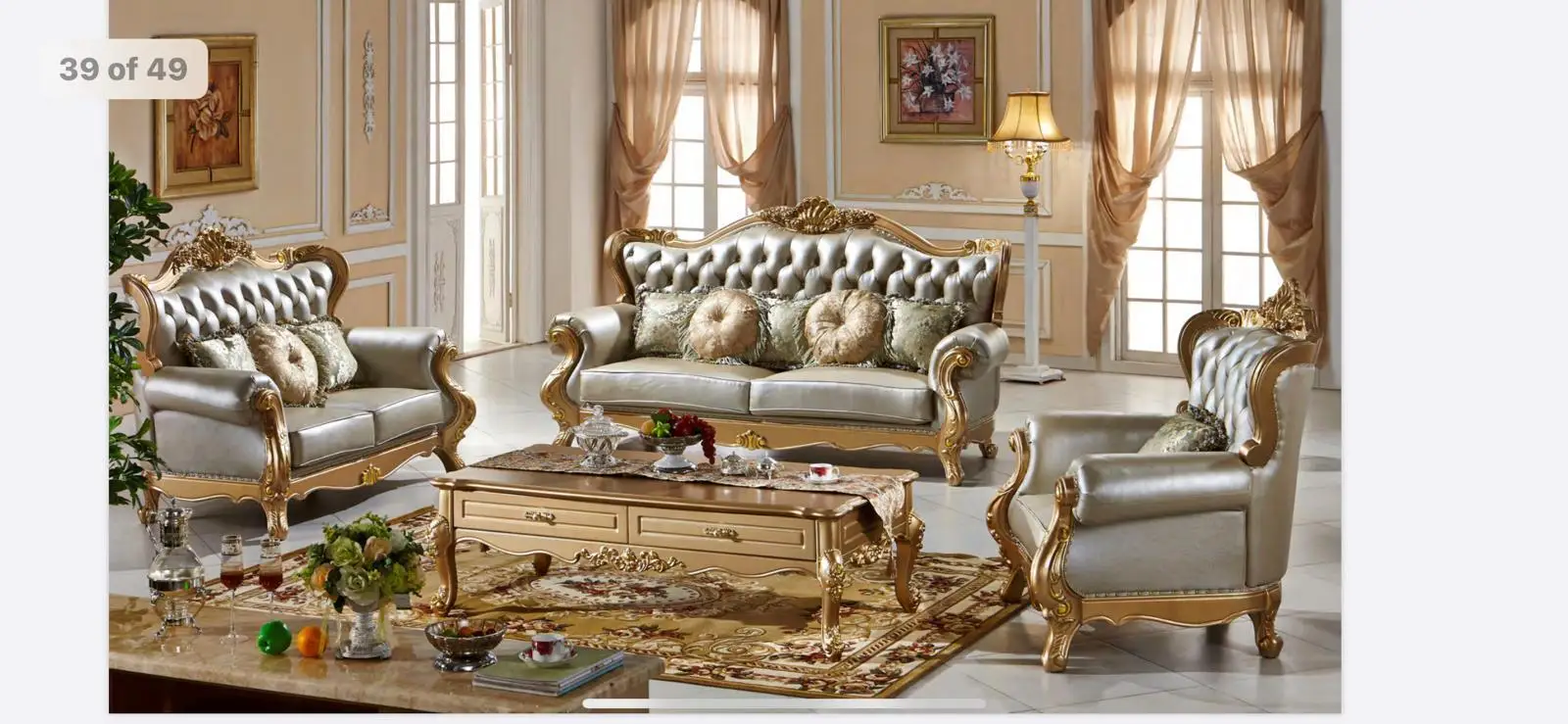 Роскошная гостиная диван genunine кожа 3 местный набор мебели|set 3|set sofasofa sets furniture |