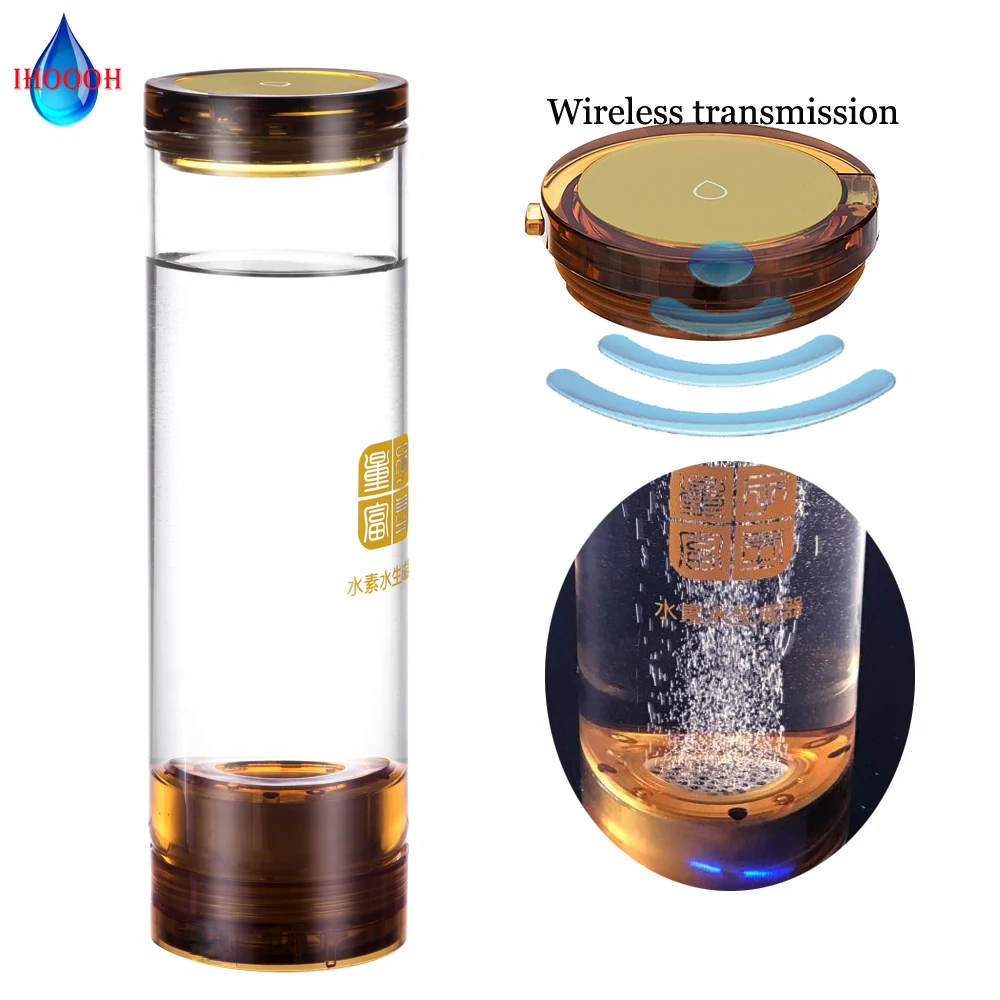 

H2 Ionizer Anti-Aging Hydrogen Water Generator DuPont SPE/PEM Titanium Electrolysis Rechargeable 600ML Glass Water Bottle