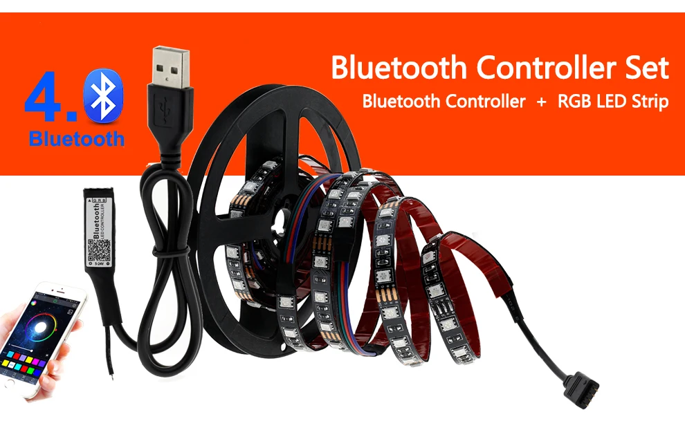 USB Светодиодная лента 5050 гибкий RGB светодиод DC5V RGB цвет сменный ТВ фоновое освещение