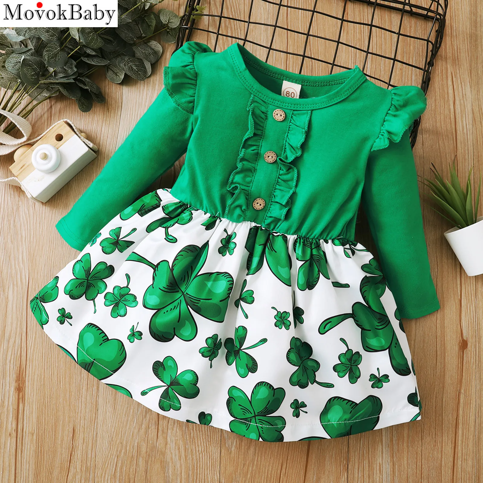 

Dresses For Baby Girls Newborn Infant Baby Girl St Patrick's Day Clovers Print Patchwork Princess Dress Baby Girls Dress