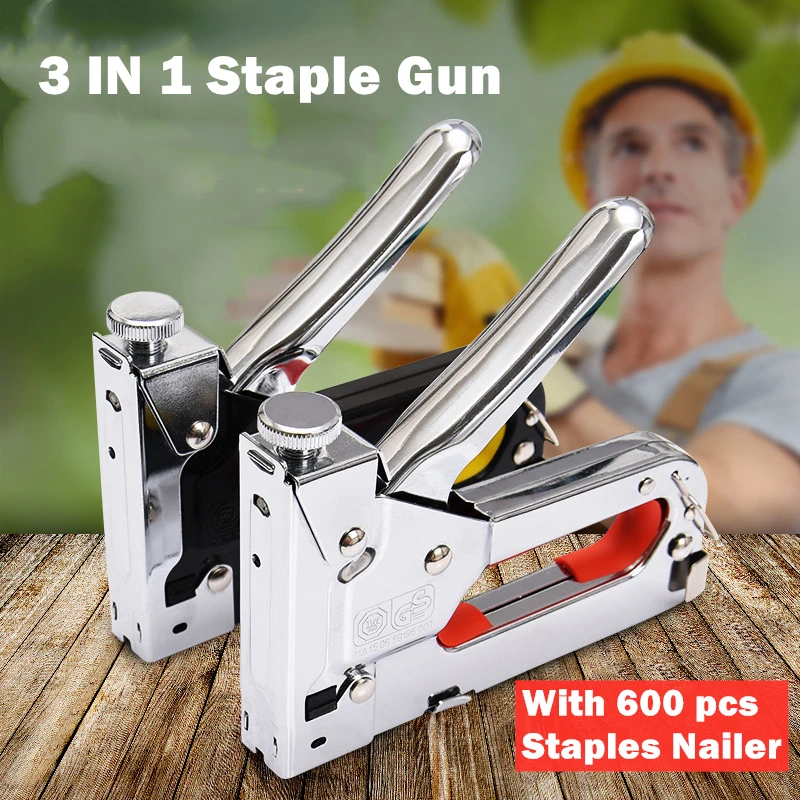 3 IN 1 Staple Gun for DIY Home Construction Stapler Upholstery Fix Furniture Frame Nail Gun With 600 Staples Nailer