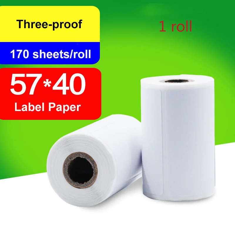

1 Roll Thermal Paper 57x 40mm Label Stickers Thermosensitive Adhesive for Barcode Printer